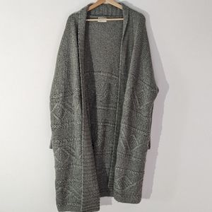 Look by M New York Gray Wool Blend Chunky Cable Knit Duster Cardigan